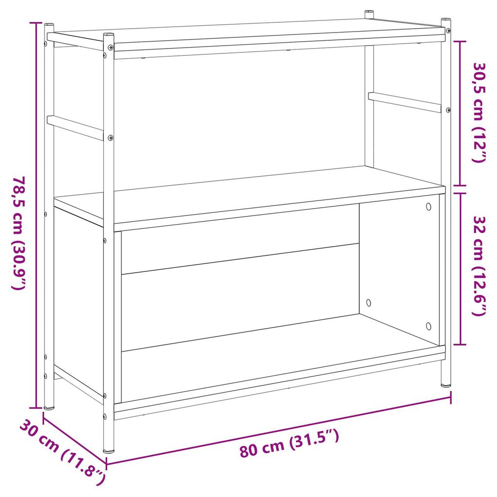vidaXL Βιβλιοθήκη Artisian Δρυς 80x30x78,5 εκ. Επεξεργασμένο ξύλο