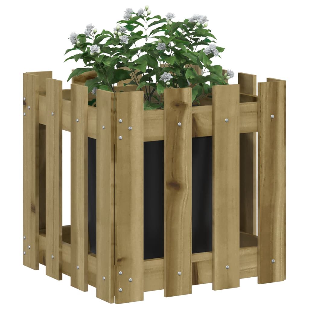 vidaXL Ζαρντινιέρα με Σχέδιο Φράχτη 40x40x40 εκ. Εμποτισμ. Ξύλο Πεύκου