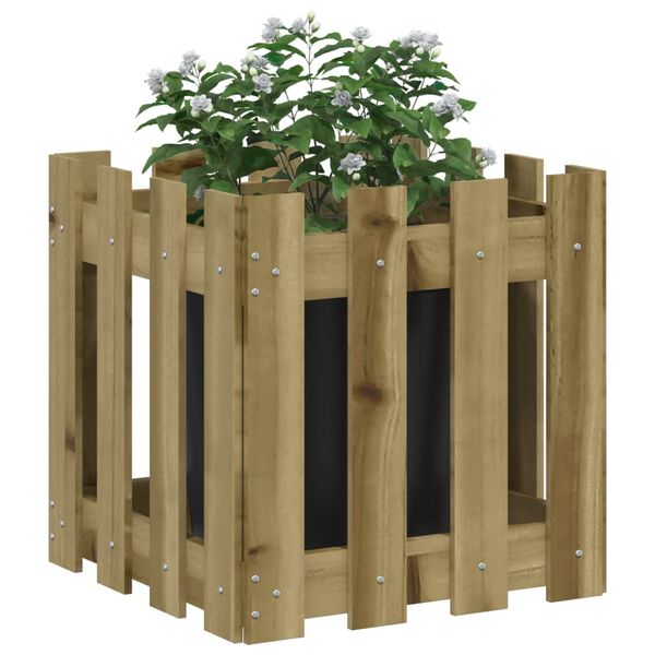 vidaXL Ζαρντινιέρα με Σχέδιο Φράχτη 40x40x40 εκ. Εμποτισμ. Ξύλο Πεύκου