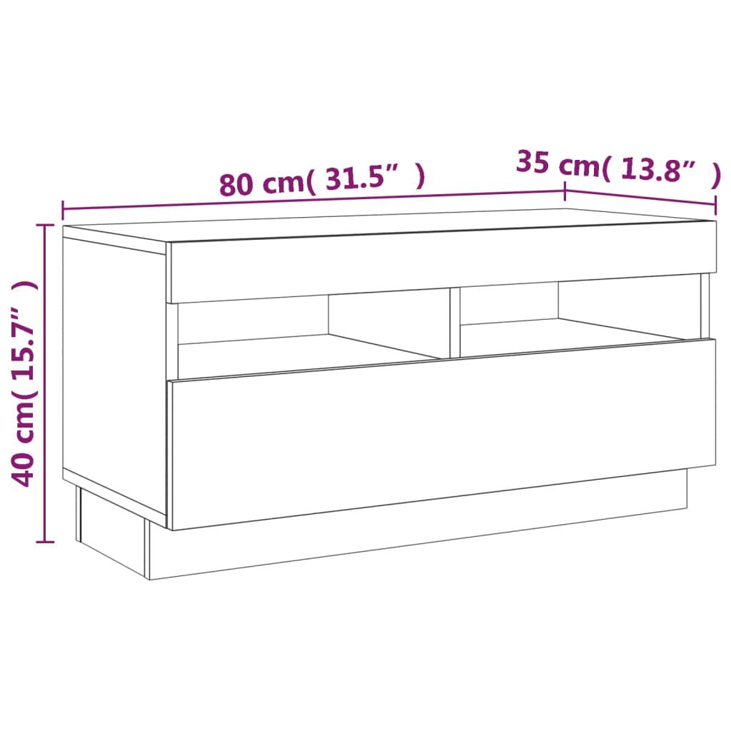 vidaXL Έπιπλο Τηλεόρασης με LED Γκρι Sonoma 80x35x40 εκ.