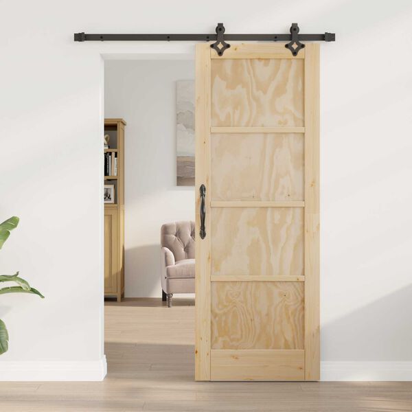 vidaXL Σετ Συρόμενης Πόρτας ORKDAL Φυσικό και μαύρο 73.5 x 198.5 εκ.
