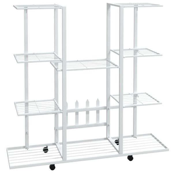 vidaXL Βάση Λουλουδιών με Ρόδες 94,5 x 24,5 x 91,5 εκ. Λευκή Σιδερένια