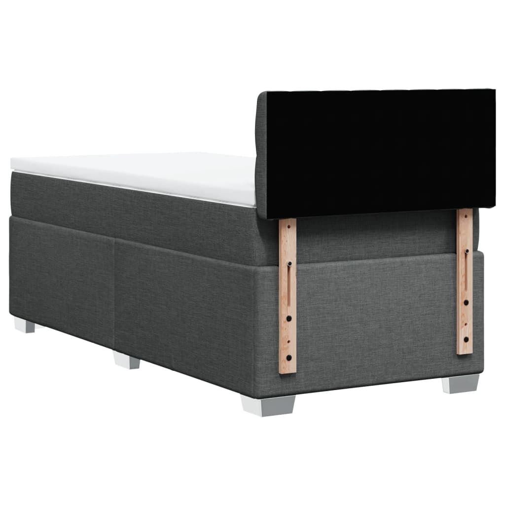 vidaXL Κρεβάτι Boxspring με Στρώμα Σκούρο Γκρι 100x200 εκ. Υφασμάτινο