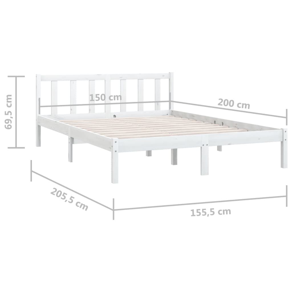 vidaXL Πλαίσιο Κρεβατιού Λευκό 150 x 200εκ Μασίφ Ξύλο Πεύκου King Size