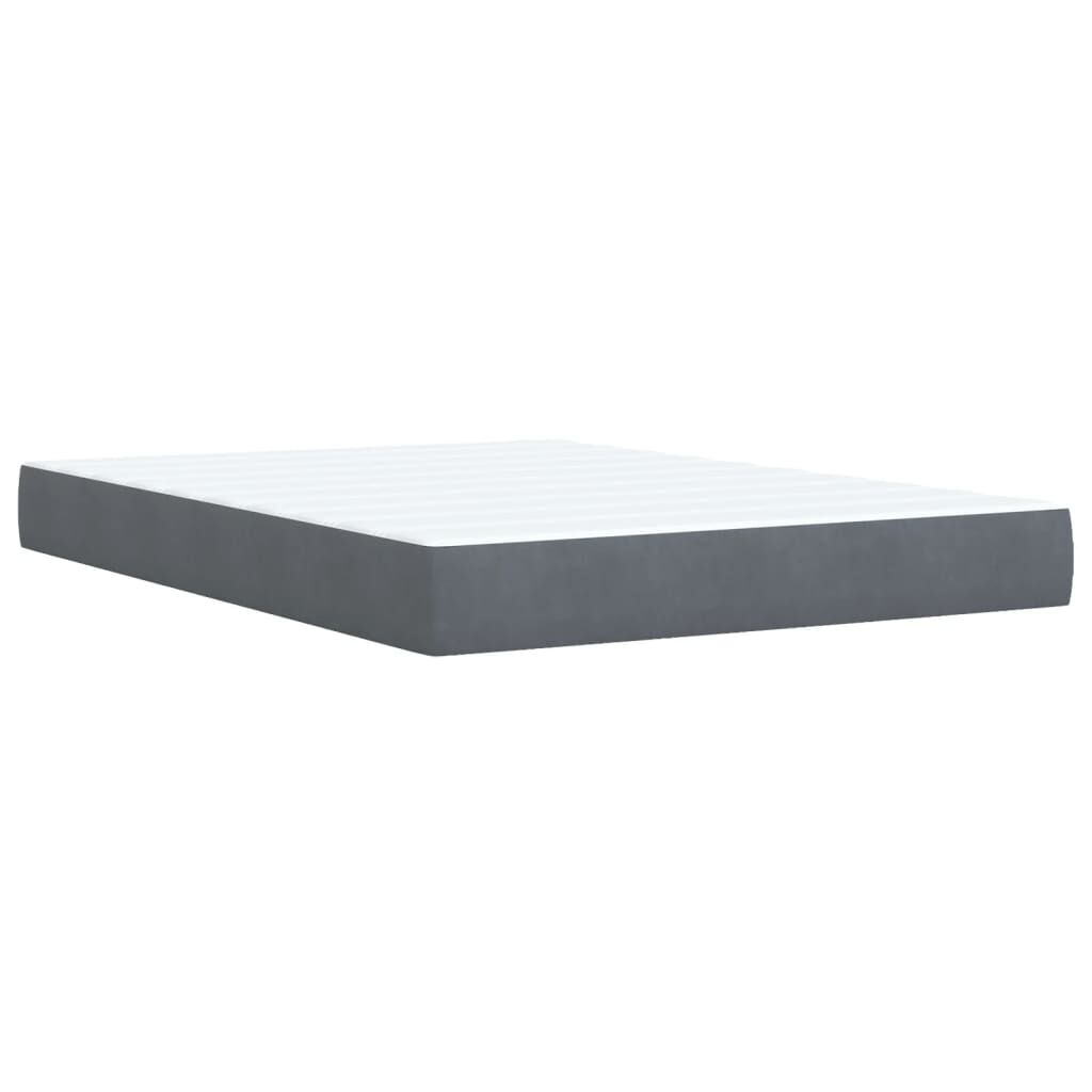 vidaXL Κρεβάτι Boxspring με Στρώμα Σκούρο Γκρι 140x200 εκ. Βελούδινο