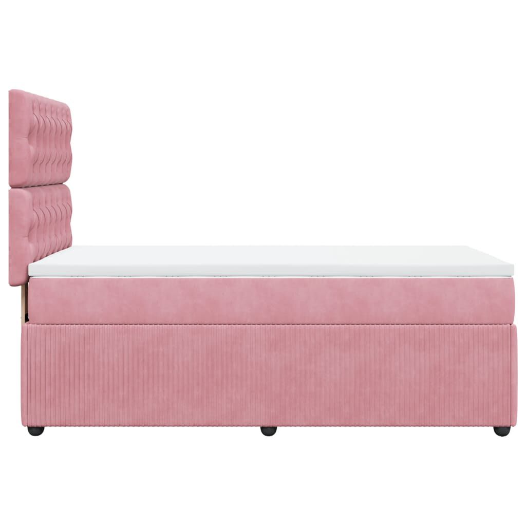 vidaXL Κρεβάτι Boxspring με Στρώμα Ροζ 80 x 200 εκ. Βελούδινο
