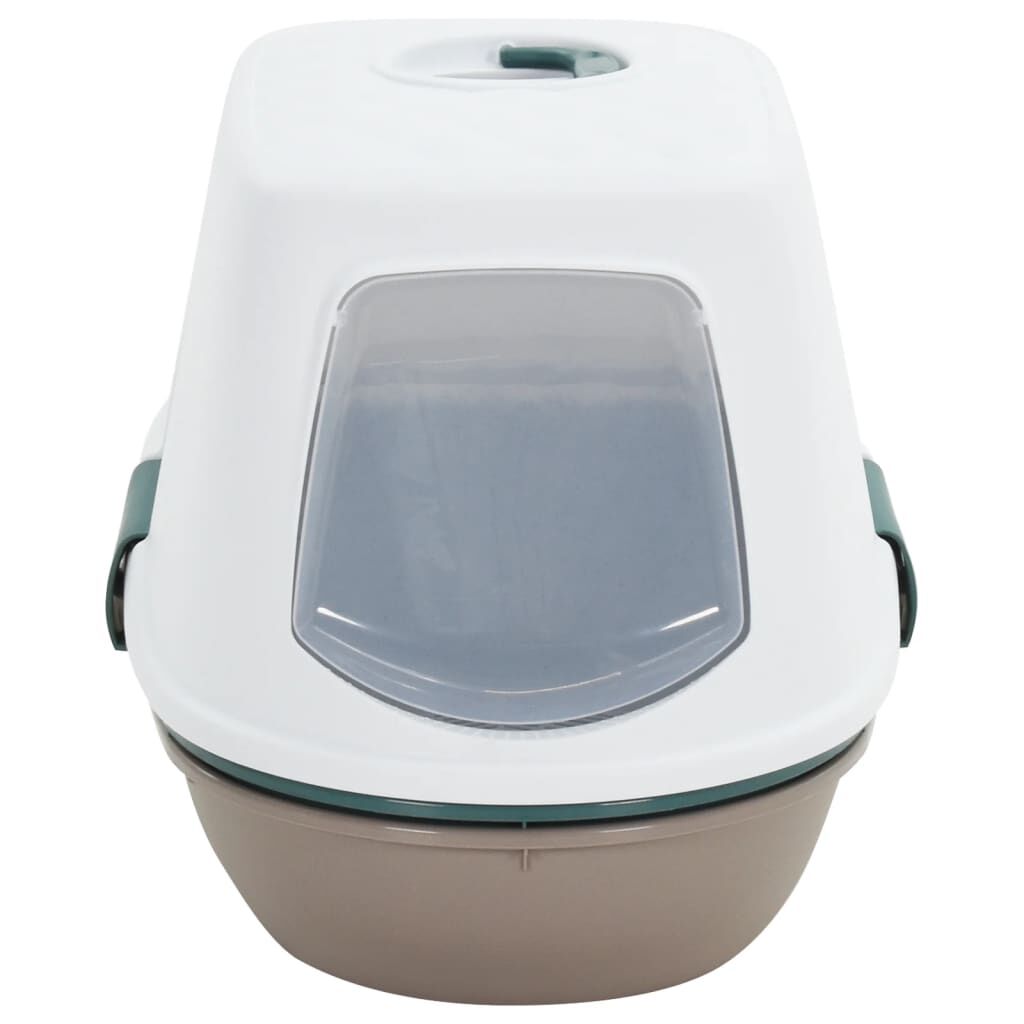 vidaXL Τουαλέτα Γάτας με Καπάκι Λευκή/Καφέ 58,5x39,5x43 εκ. Πολυπροπ.