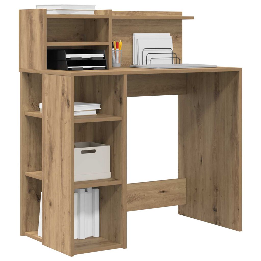 vidaXL Γραφείο με Αποθήκη Καστανός Δρυς 90x48x101.5 εκ. Επεξεργασμένο ξύλο