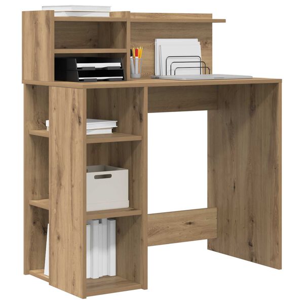 vidaXL Γραφείο με Αποθήκη Καστανός Δρυς 90x48x101.5 εκ. Επεξεργασμένο ξύλο
