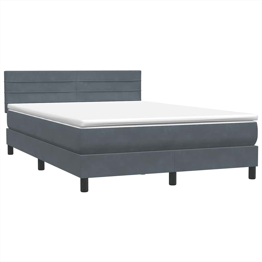 vidaXL Box Spring Κρεβάτι με στρώμα Σκούρο γκρι 160x220 cm Βελούδινο