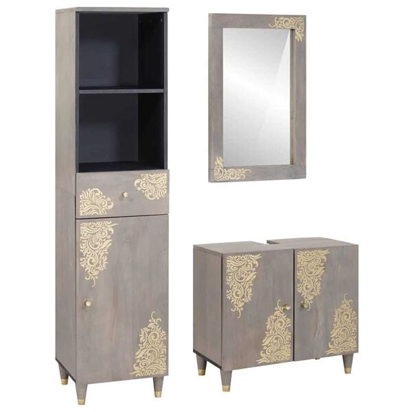 vidaXL Σετ Επίπλων Μπάνιου με συρτάρι 3 pcs Γκρι 62 x 33 x 58 εκ.