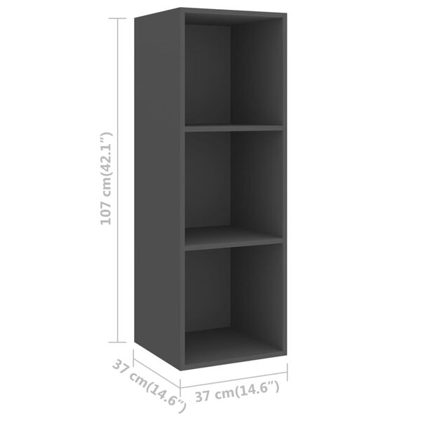 vidaXL Έπιπλο Τηλεόρασης Κρεμαστό Γκρι 37x37x107 εκ. από Επεξ. Ξύλο