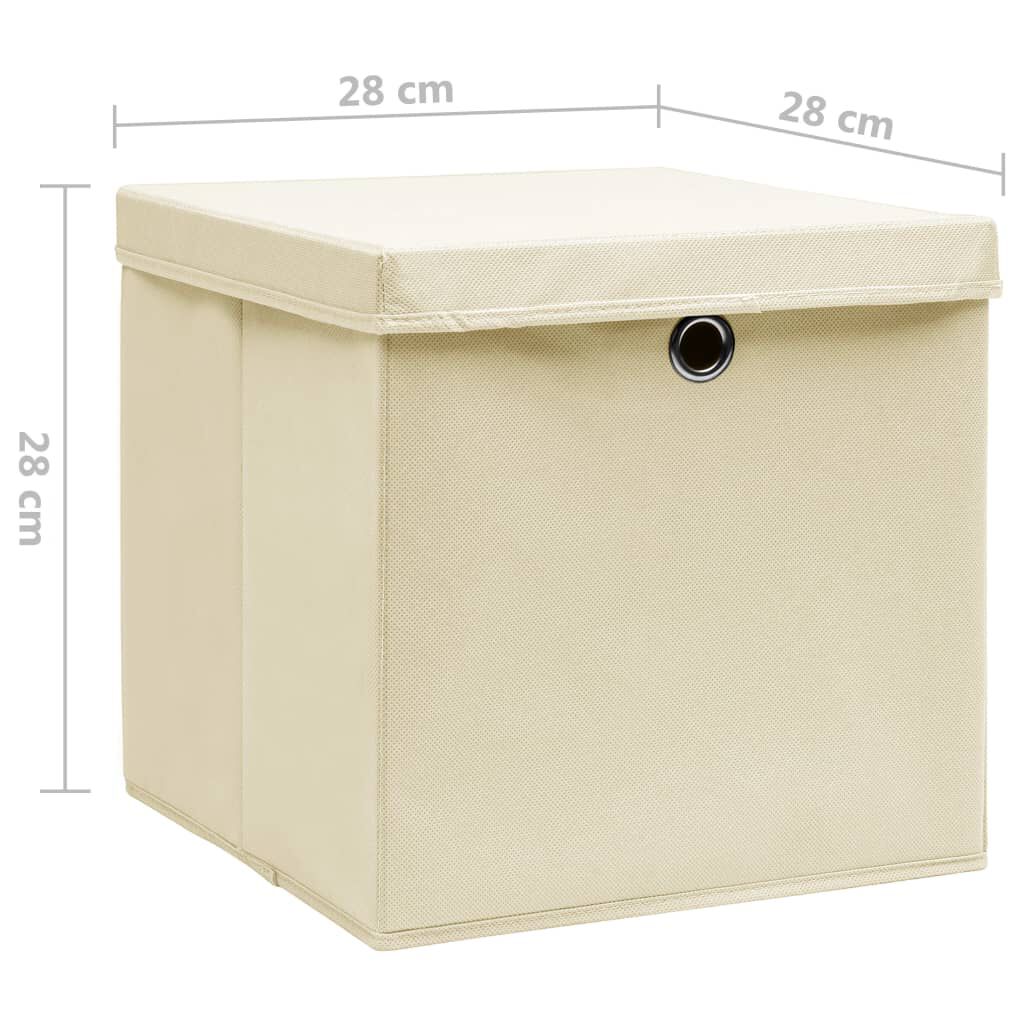 vidaXL Κουτιά Αποθήκευσης με Καπάκια 4 τεμ. Κρεμ 28 x 28 x 28 εκ.