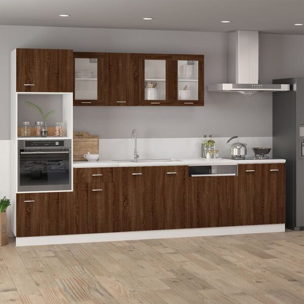 vidaXL Ντουλάπι Κρεμαστό Γυάλινο Lyon Καφέ Δρυς 40x31x60εκ. Επεξ. Ξύλο