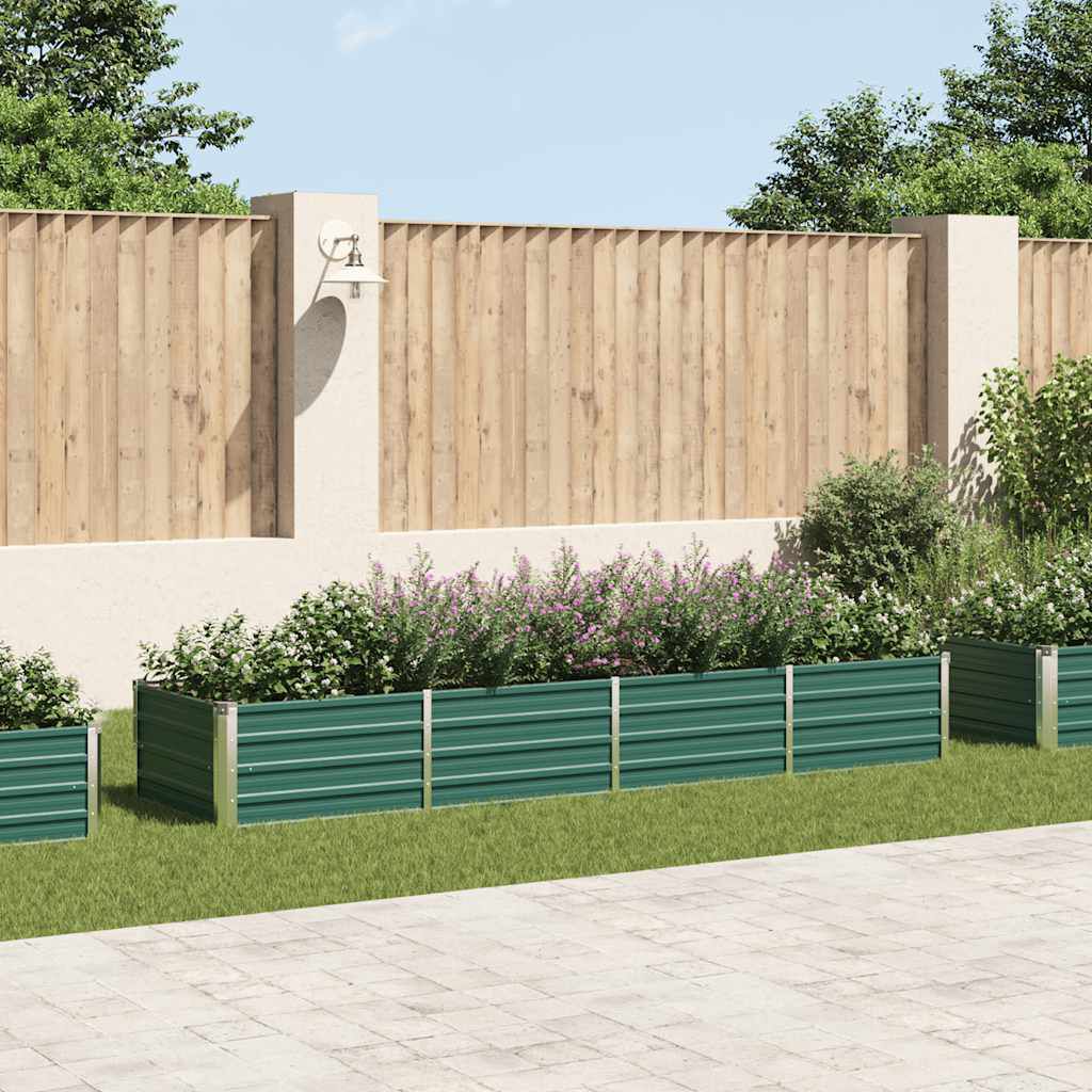 vidaXL Ζαρντινιέρα Υπερυψωμένη Πράσινη 320x80x45 εκ. Γαλβαν. Χάλυβας