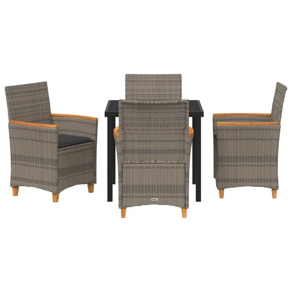 vidaXL Σέτ φαγητού για κήπο 5 pcs Γκρι συνθετικό ρατάν
