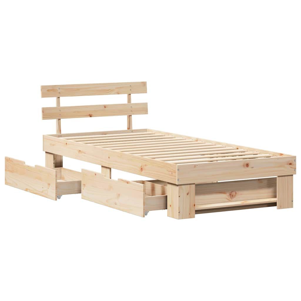 vidaXL Σκελετός Κρεβατιού Καφέ 90 x 190 cm Μασίφ ξύλο πεύκου