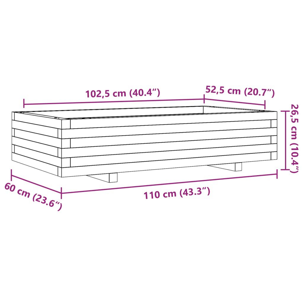 vidaXL Ζαρντινιέρα Κήπου 110x60x26,5 εκ. από Μασίφ Ξύλο Ψευδοτσούγκας