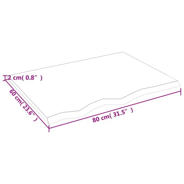 vidaXL Επιφάνεια Τραπεζιού Αν. Καφέ 80x60x2 εκ. Επεξ. Μασίφ Ξύλο Δρυός