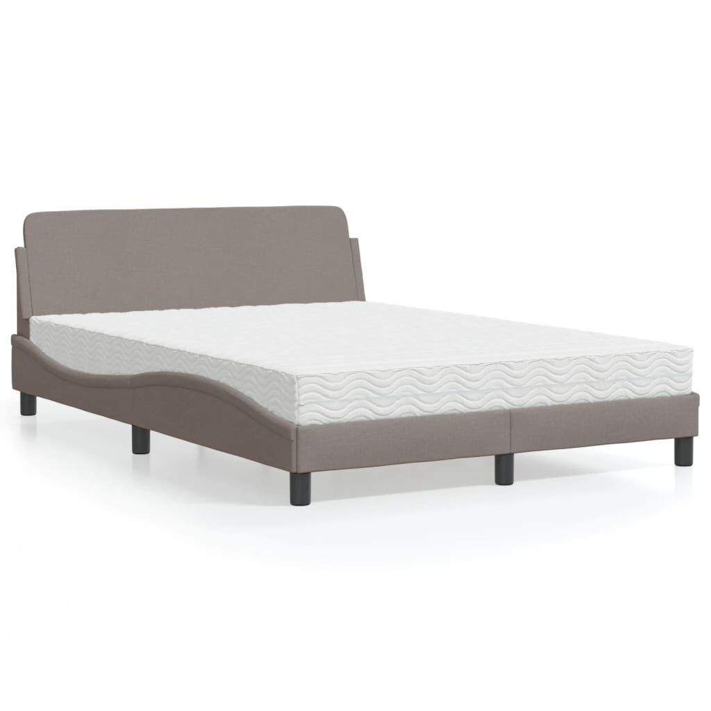 vidaXL Κρεβάτι με Στρώμα Taupe 120x200 εκ. Υφασμάτινο