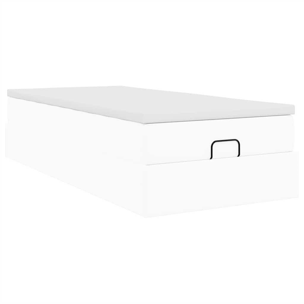 vidaXL Οθωμανικό κρεβάτι με στρώμα Λευκό 100x200cm Faux Leather