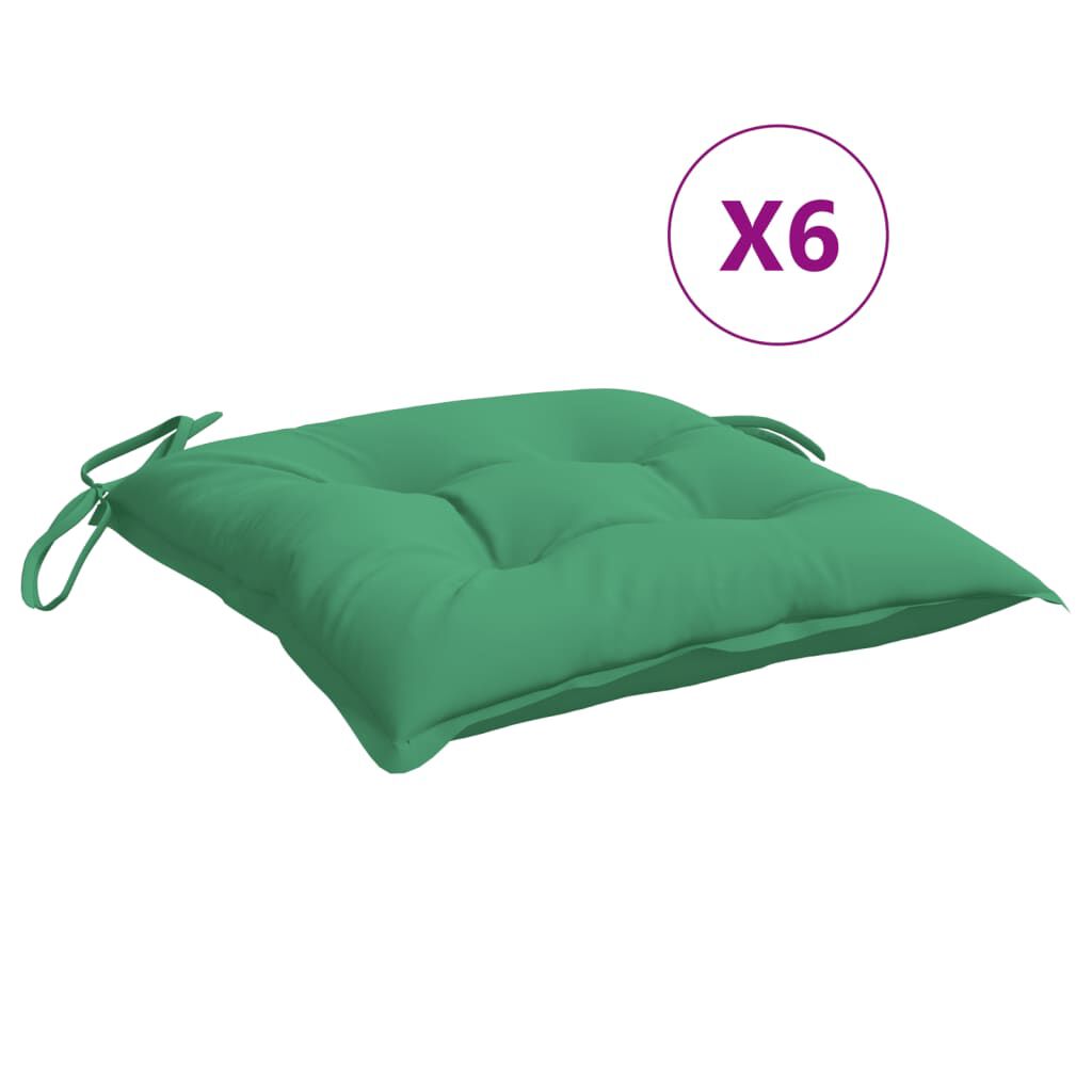 vidaXL Μαξιλάρια Καρέκλας Κήπου 6 τεμ. Πράσινα 40x40x7 εκ. Υφασμάτινα