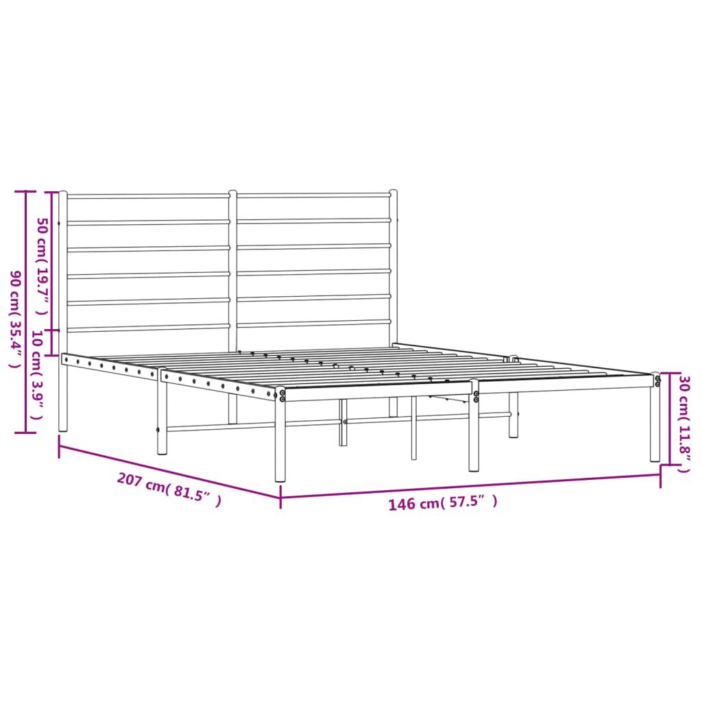 vidaXL Πλαίσιο Κρεβατιού με Κεφαλάρι Λευκό 140 x 200 εκ. Μεταλλικό