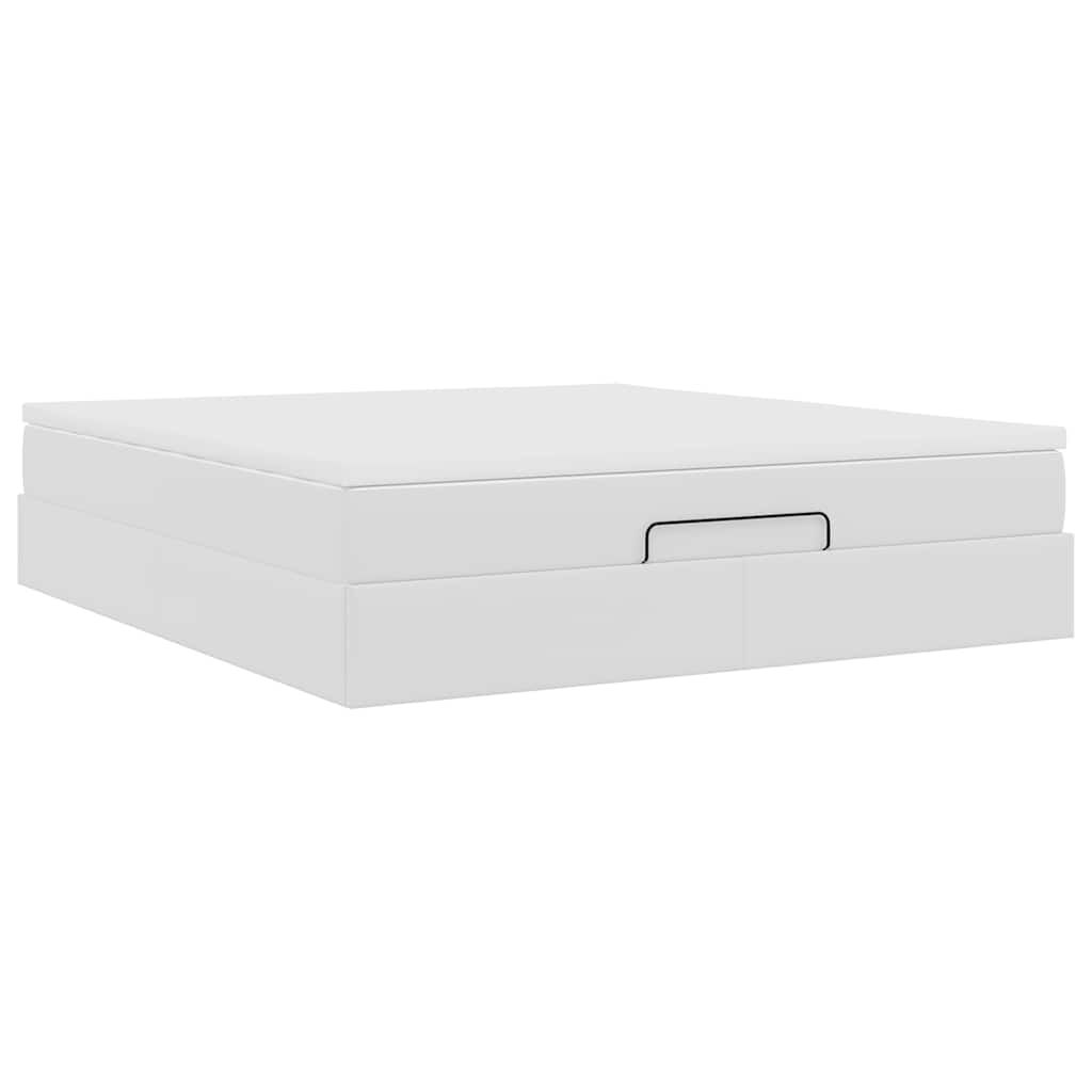 vidaXL Οθωμανικό κρεβάτι με στρώμα Λευκό 180x200cm Faux Leather