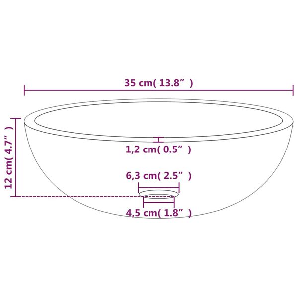 vidaXL Νιπτήρας Διάφανος 35 x 12 εκ. από Ψημένο Γυαλί