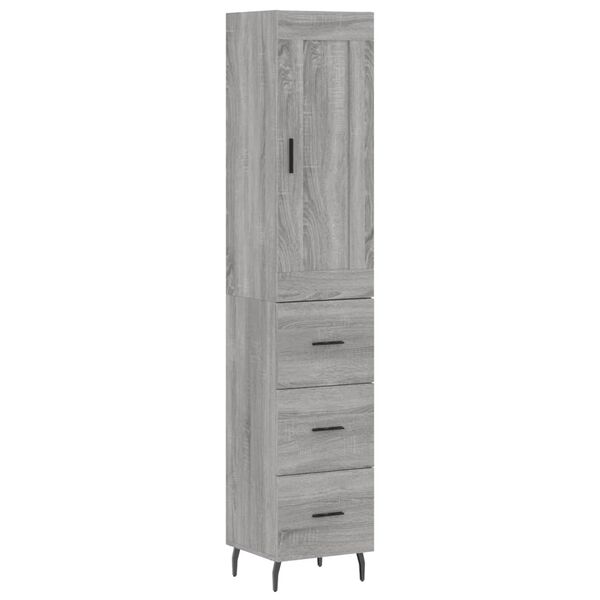 vidaXL Μπουφές Sonoma Γκρι 34,5 x 34 x 180 εκ. από Επεξεργασμένο Ξύλο