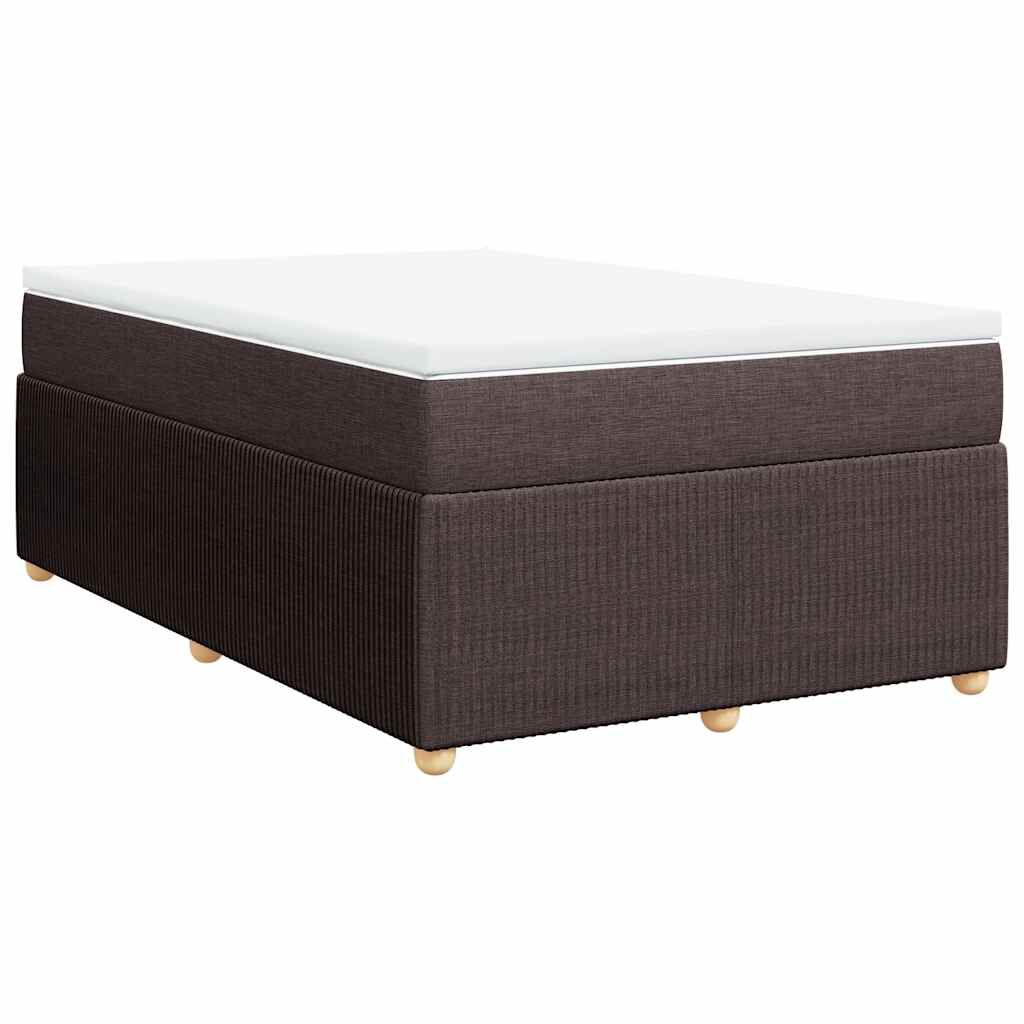 vidaXL Κρεβάτι Boxspring με Στρώμα Σκούρο Καφέ 120x200 εκ. Υφασμάτινο
