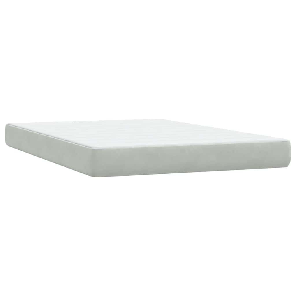 vidaXL Κρεβάτι Boxspring με Στρώμα Ανοιχτό Γκρι 140x210 εκ. Βελούδινο