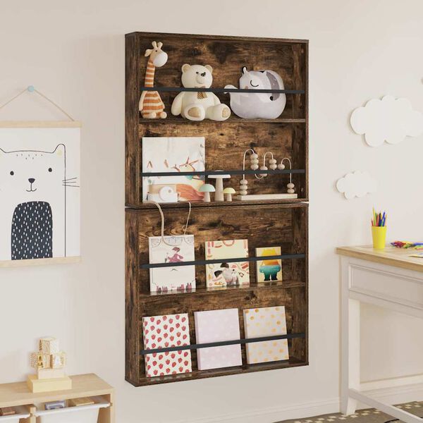 vidaXL &Rho;ά&phi;&iota; &Pi;&epsilon;&rho;&iota;&omicron;&delta;&iota;&kappa;ώ&nu; &mu;&epsilon; &rho;ά&phi;&iota; 2 pcs &Kappa;&alpha;&pi;&nu;&iota;&sigma;&tau;ό &Delta;&rho;ύ&sigmaf; 80 x 12 x 70 &epsilon;&kappa;