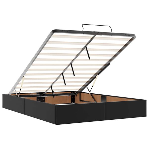 vidaXL Οθωμανικό κρεβάτι με στρώμα Μαύρο 140x190cm Συνθετικό δέρμα