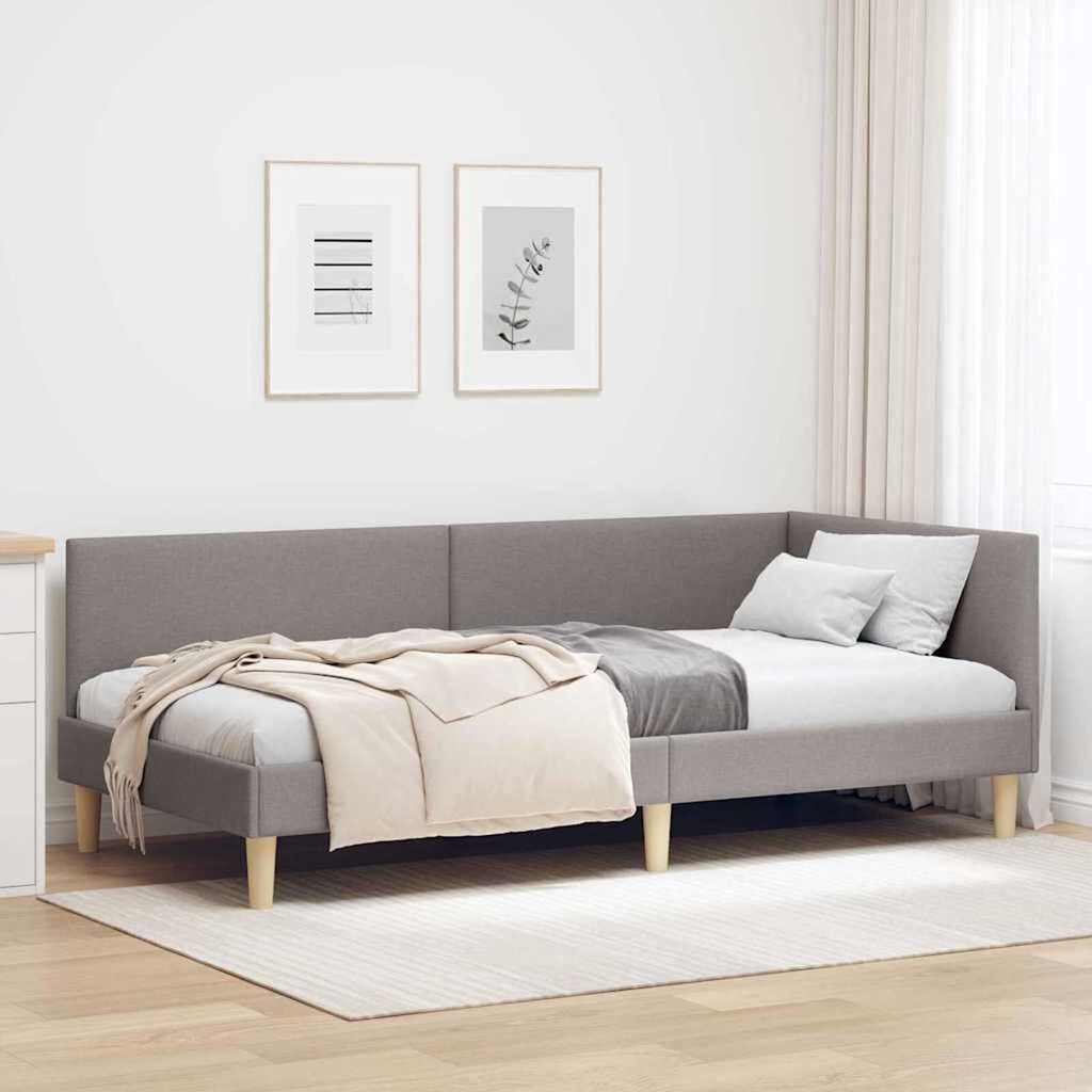 vidaXL Κρεβάτι Γωνίας Άλλο Taupe 100 x 200 cm Ύφασμα και Έργο ξύλου
