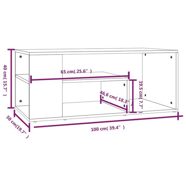 vidaXL Τραπεζάκι Σαλονιού Καπνιστή Δρυς 100x50x40 εκ. Επεξεργ. Ξύλο