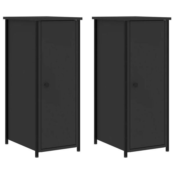 vidaXL Κομοδίνα 2 τεμ. Μαύρα 32x42x80 εκ. από Επεξεργασμένο Ξύλο