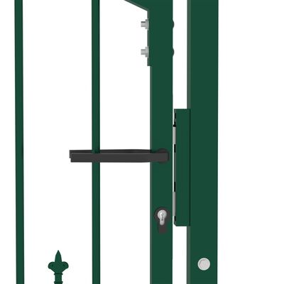vidaXL Πόρτα Περίφραξης με Ακίδες Πράσινη 100 x 100 εκ. Ατσάλινη