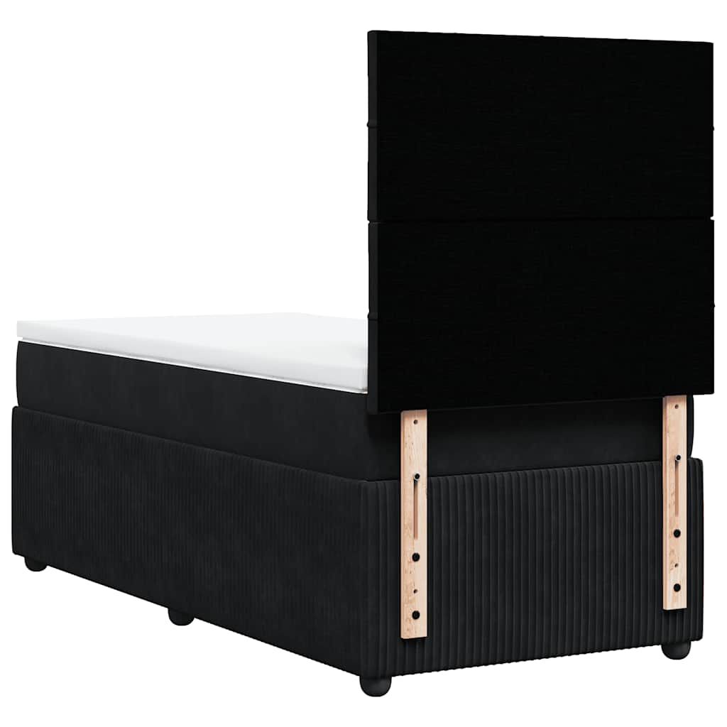 vidaXL Κρεβάτι Boxspring με Στρώμα Μαύρο 80 x 200 εκ. Βελούδινο