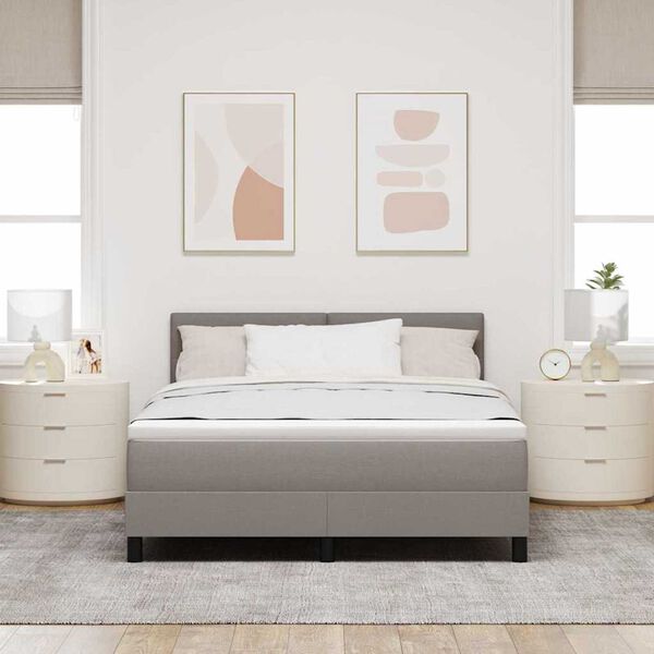 vidaXL Κρεβάτι box spring με στρώμα Taupe 140 x 200 cm ύφασμα