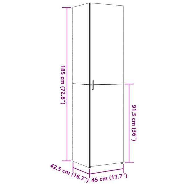 vidaXL Ντουλάπι Μαύρο 45x42,5x185 εκ. από Επεξεργασμένο Ξύλο