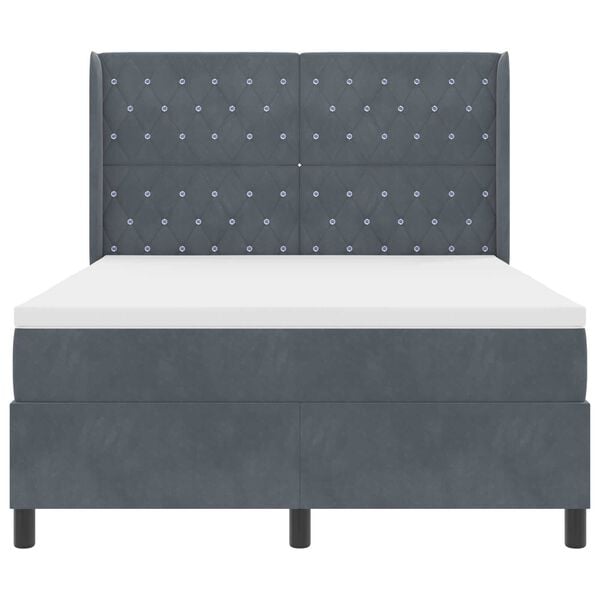 vidaXL Κρεβάτι με ελατήρια Σκούρο γκρι 140 x 190 cm Βελούδο