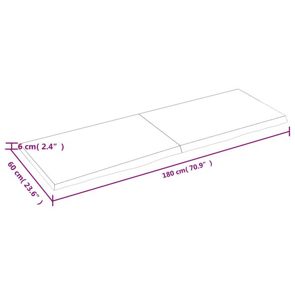 vidaXL Ράφι Τοίχου Σκούρο Καφέ 180x60x(2-6) εκ. Επεξ. Μασίφ Ξύλο Δρυός