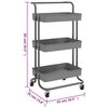 vidaXL Τρόλεϊ Κουζίνας 3 Επιπέδων Γκρι 42 x 35 x 85 εκ. Σίδερο/ABS