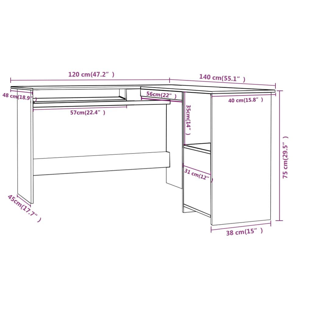 vidaXL Γραφείο Γωνιακό Γκρι Σκυροδέματος 120x140x75 εκ. Επεξ. Ξύλο