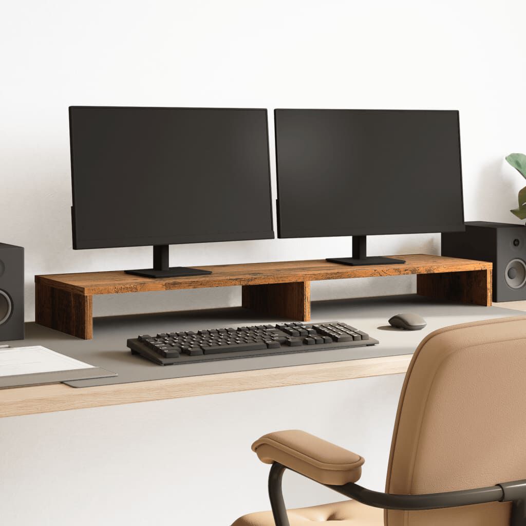 vidaXL Βάση Οθόνης Όψη Παλαιού Ξύλου 100x27x10 εκ. από Επεξ. Ξύλο