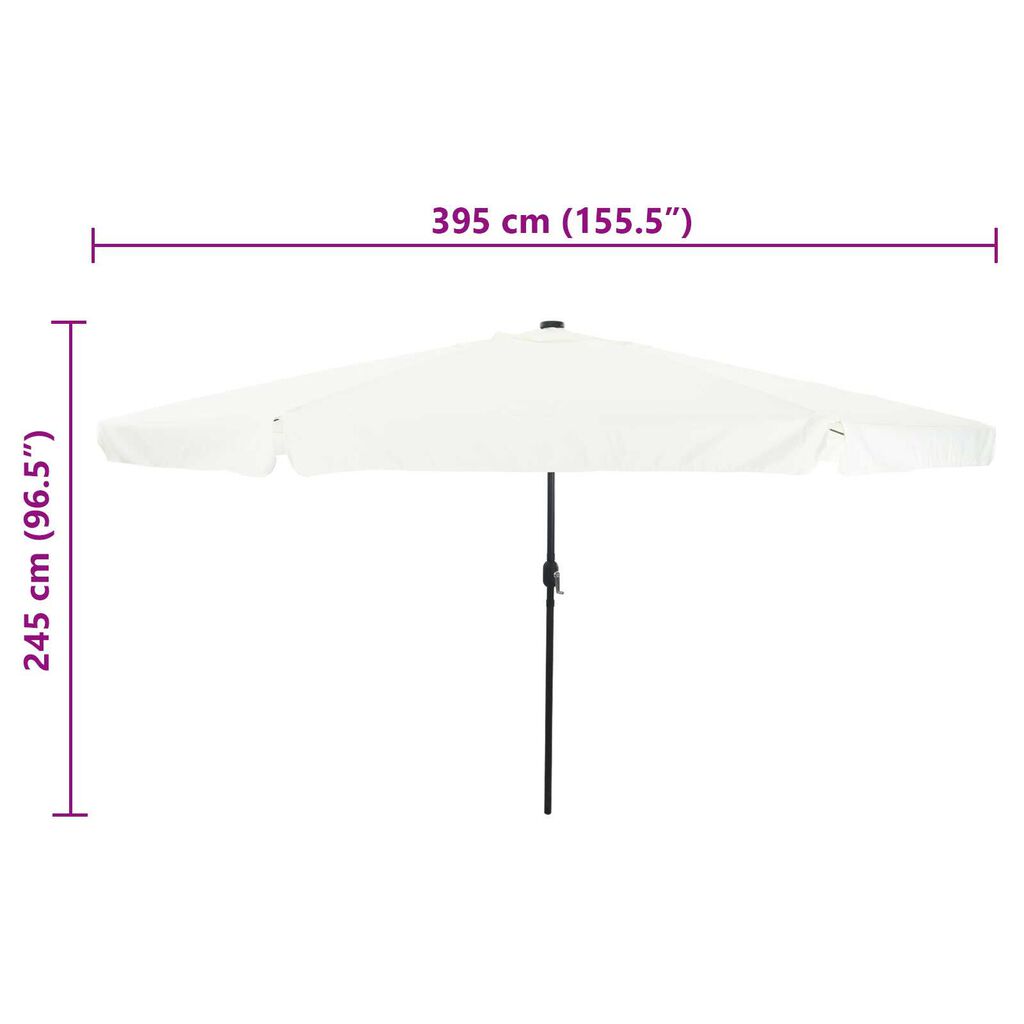 vidaXL Ομπρέλα Κήπου με LED Φώτα ø395x245 εκ. Σαμπανί