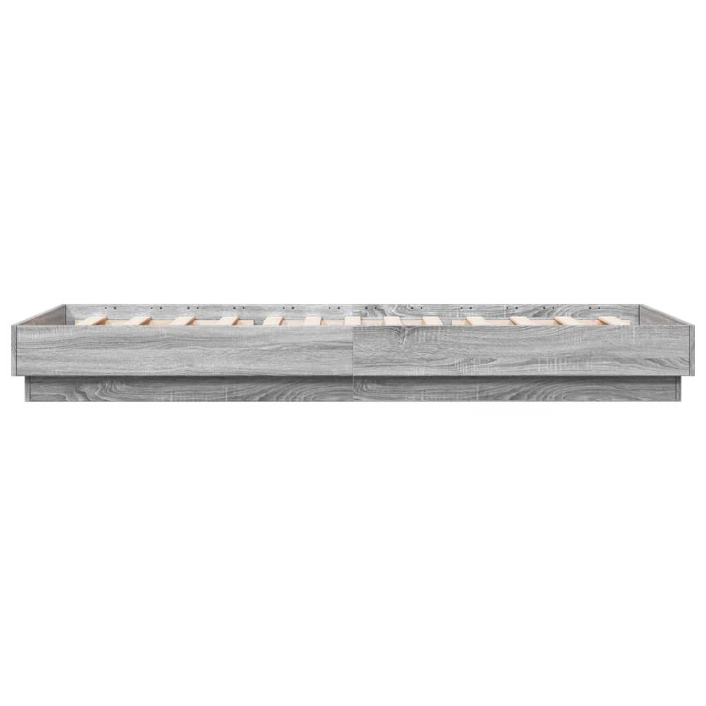 vidaXL Πλαίσιο Κρεβατιού με λυχνίες LED Γκρι sonoma 90 x 200 εκ.