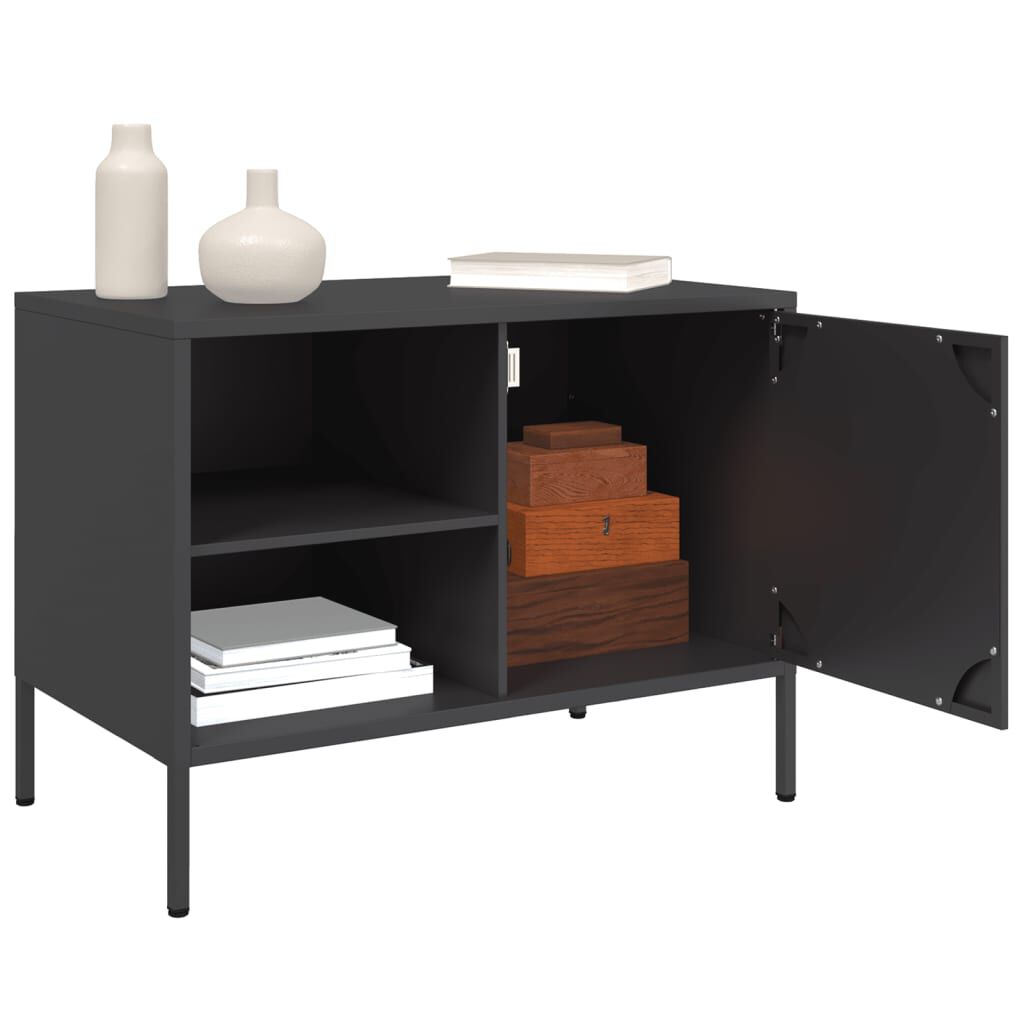 vidaXL Έπιπλα Τηλεόρασης 2 τεμ. Μαύρο 68x39x50,5 εκ. από Χάλυβα
