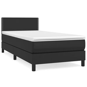 vidaXL Κρεβάτι Boxspring με Στρώμα Μαύρο 90x190εκ. από Συνθετικό Δέρμα